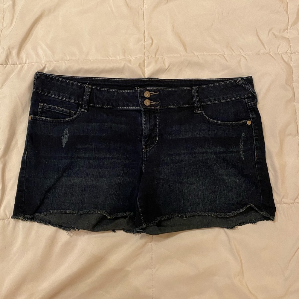 Dark wash denim shorts